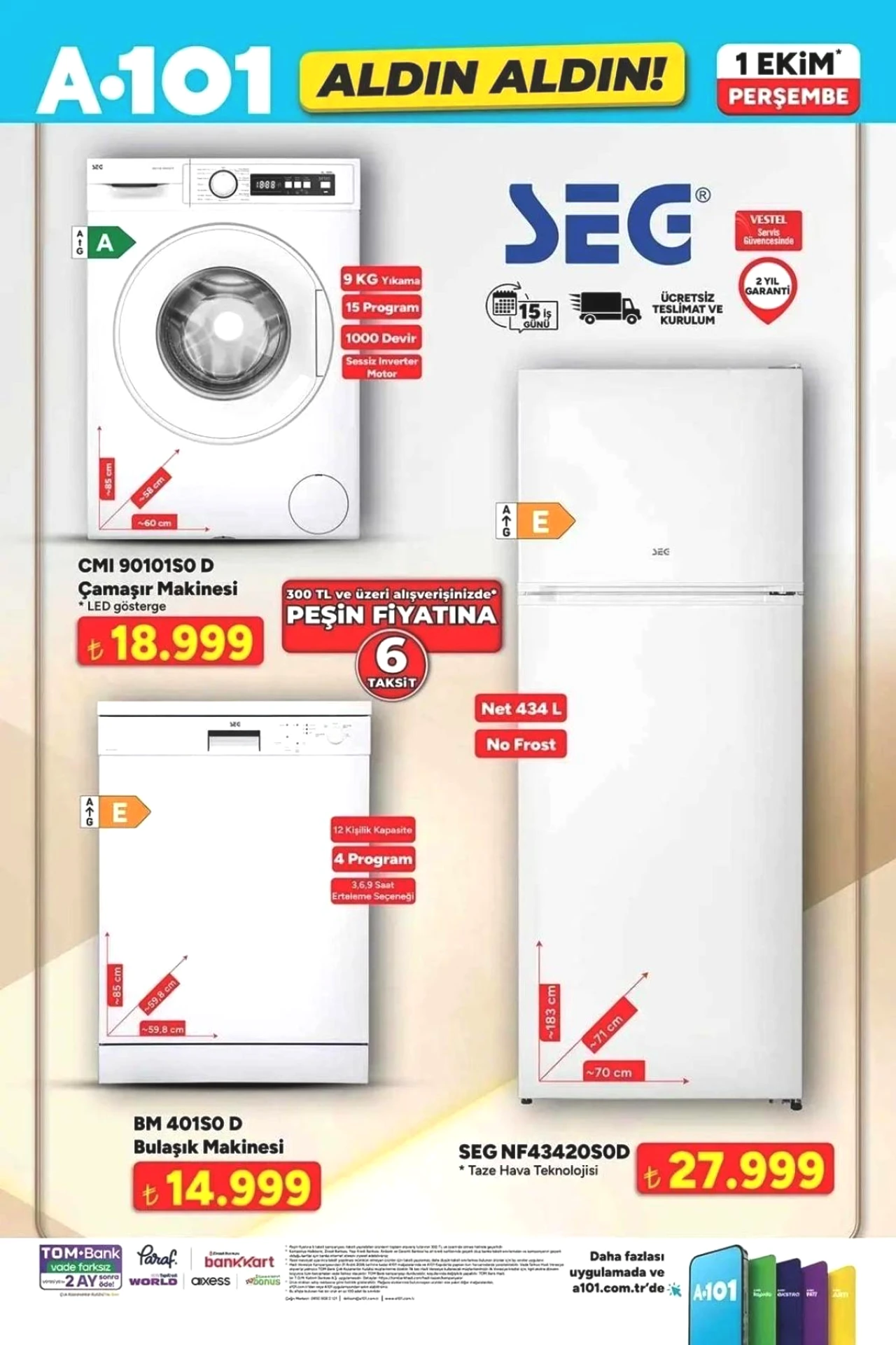 A101'de Bugün 65 İnç QLED TV 24.499 TL! Beyaz Eşya da Raflarda