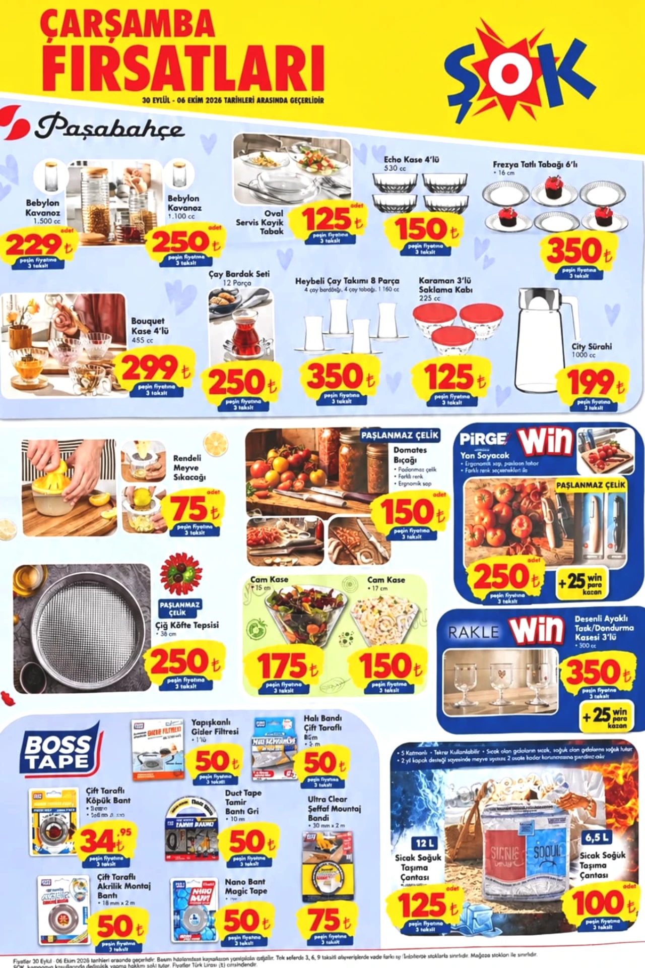 ŞOK'ta Paşabahçe Haftası! Çay Takımı 350 TL, 10 Kilo Bingo 449 TL